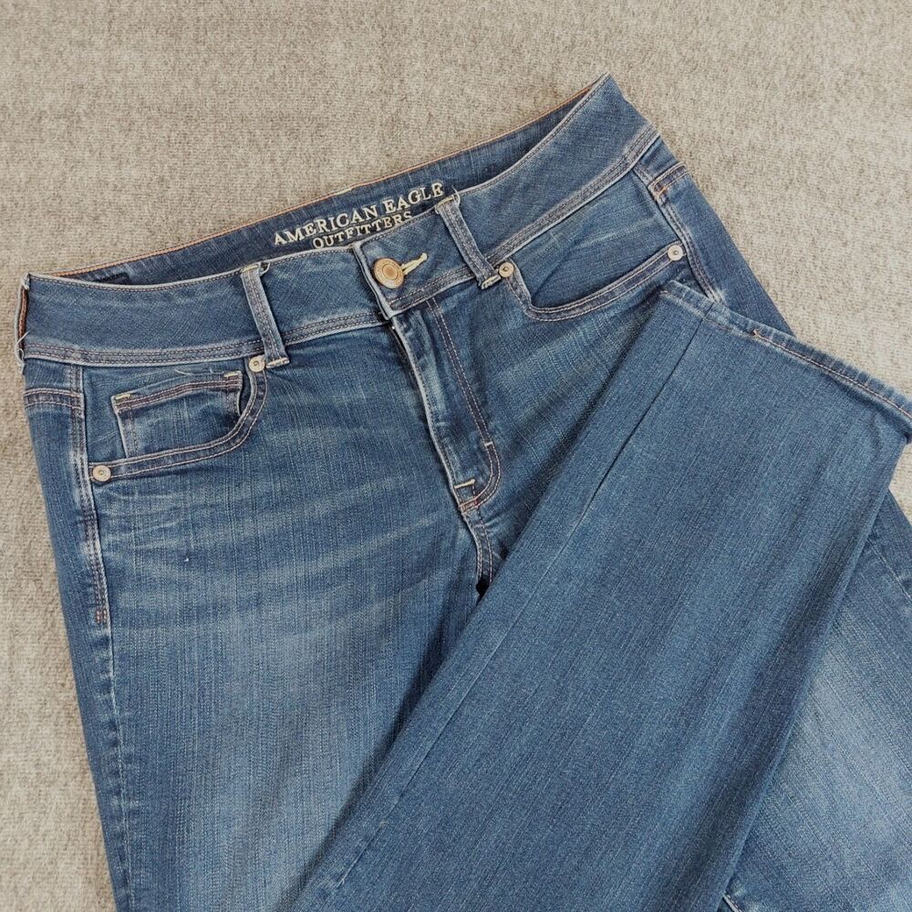 American Eagle Super Stretch Kick Boot Jeans Women's 10R (Fit 31x30.5) Blue READ